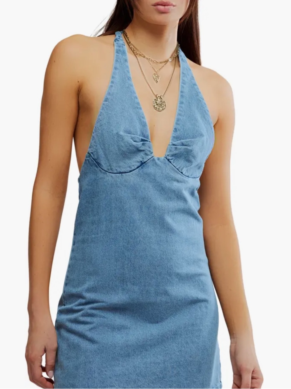 Free People Halter Denim Dress M